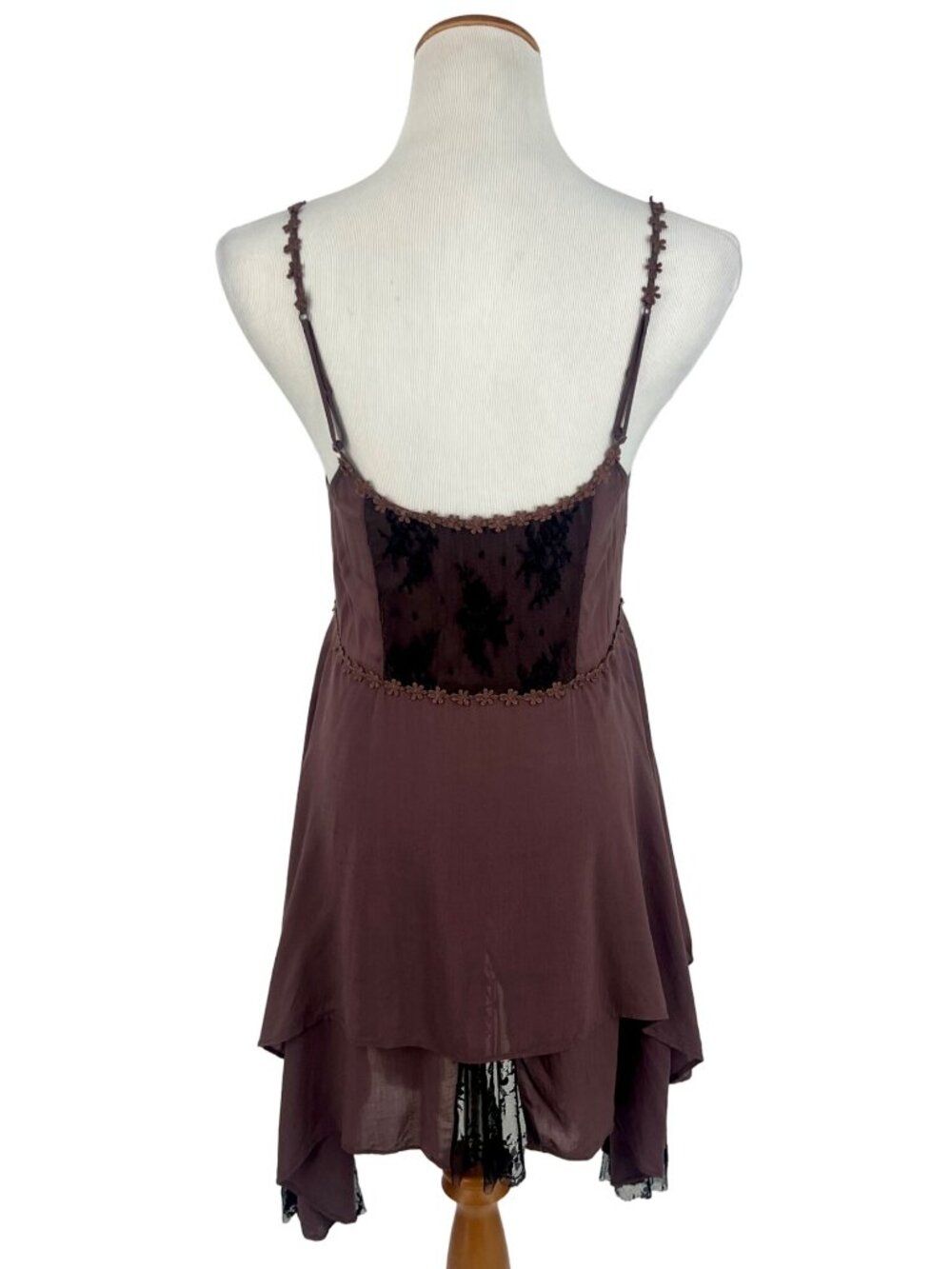 RARE Free People Pieced Together Layered Lace Slip Dress S | Boho Grunge Fairy - Picture 13 of 16